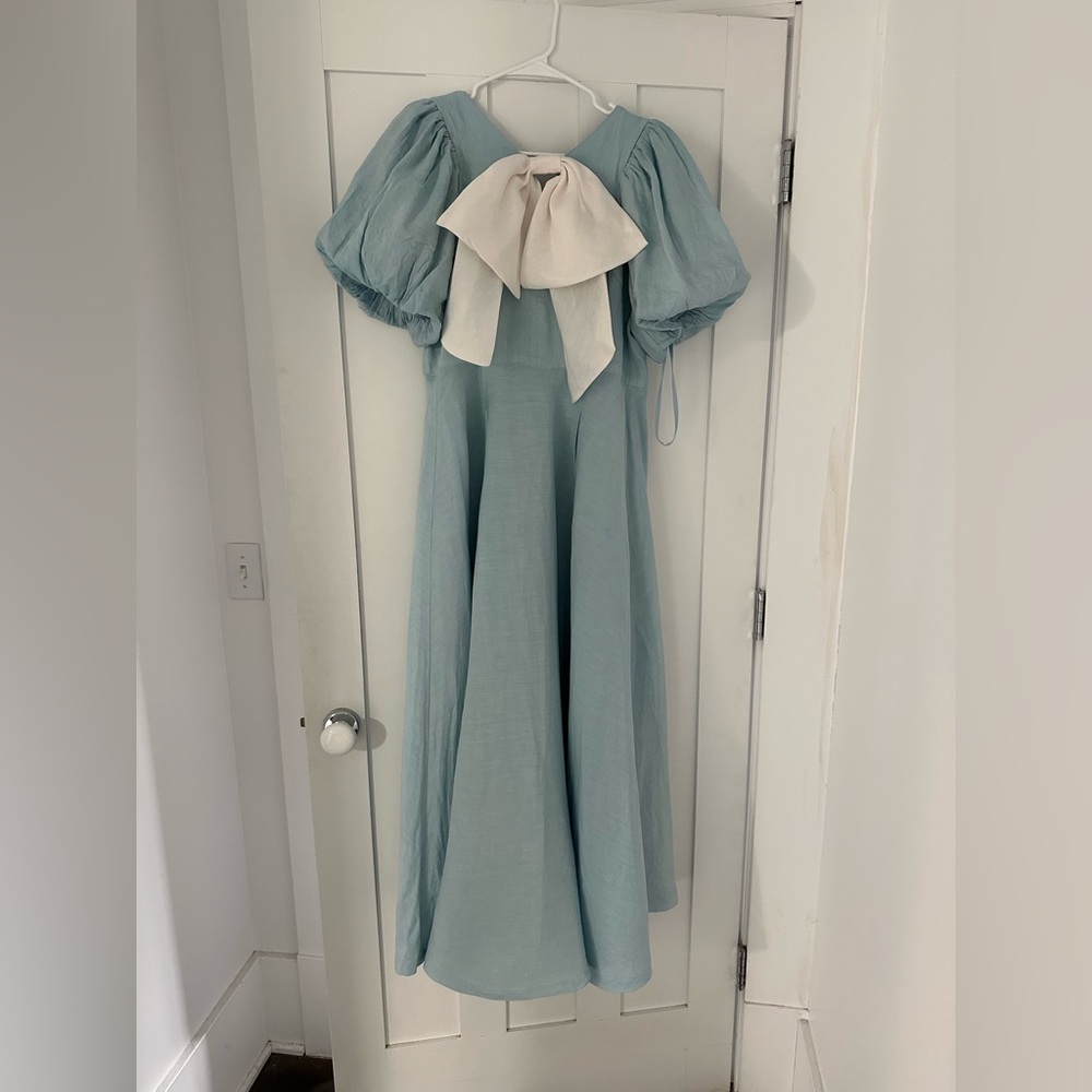 Antonio Melani X Jennifer Sumko Cut-Out Tie Neck Puff Sleeve Dress